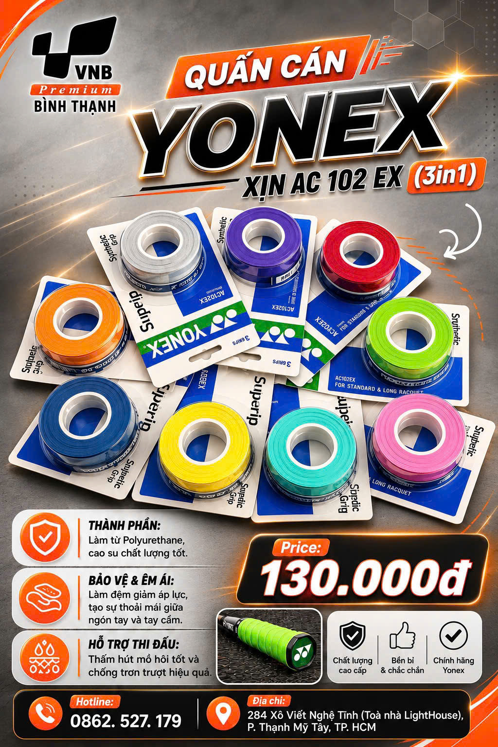Quấn cán Yonex xịn AC 102 EX (3in1)